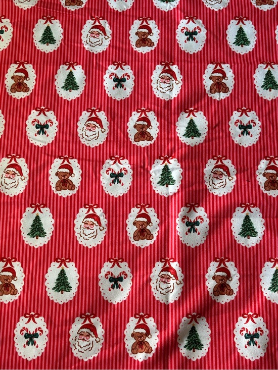 Other - Festive Red Christmas DBP Fabric with Santa, Tree & Teddy Pattern